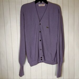 VTG 60s IZOD London Purple Orlon Acrylic Cardigan Tennis Prep Button Sweater L